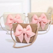 Resim 1 adet El Dokuma Mini Çapraz Çanta, Moda Fiyonklu, Fermuarlı Kapatma, Taşınabilir Anahtar Bozuk Para Cüzdanı, Kumaş Malzeme, Beyaz, Bej, Pembe Renklerde Mevcut 