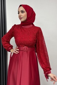 Resim Tesettür Diyarı Kadın Üstü Boncuk Mihret İşleme Abiye 
