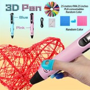 Resim 25m/984.25 inç PLA Filament ve Rastgele Renkli Parmak Kılıfları ve Silikon Şablon Pedleri ile DIY 3D Baskı Kalemi - Yaratıcı Çizim Aracı, Mükemmel Doğum Günü veya Yılbaşı Hediyesi (Mavi/Pembe), Şablon Çizim Aracı | Yaratıcı Yazma Aracı | USB Temalı Kalem, 3D Baskı Kalemi 