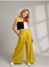 Resim Zekids Kız Çocuk Bol Paça Rahat Kesim Pantolon-16900 Sarı 