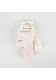Resim Katamino Cenet 2'li Abs'li Kız Bebek Çorap 44048 Pembe-ekru 