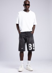 Resim Baskılı Jean Şort 