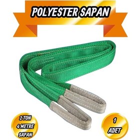 Resim Spanzet Sapan Polyester Sağlam Yük Kaldırma Su Yeşil Renk 2 Ton 4 Metre Taşıma İndirme Halat 