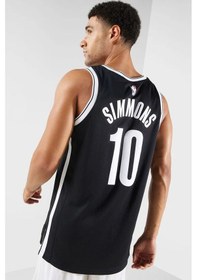 Resim Nike Dri Fit Brooklyn Nets Nba Basketball Jersey Sımmons Erkek Basketbol Forması Siyah 