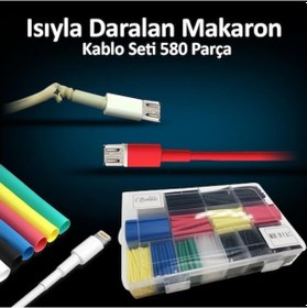 Resim Makaron Isıyla Daralan Kablo Koruma Kablo Tamir Kiti 580 Parça 