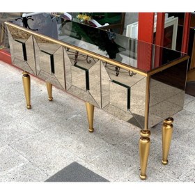 Resim Dresuar Kareli Üç Boyutlu Kayın Torna Gold Renk Retro Ayak Cam Ayna Kaplama Kutuda Sevk El Ypaım 