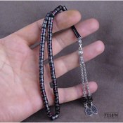 Resim Tesbih Ruyasi Gümüş Işlemeli Kesme Model Oltu Taşı Tesbih 