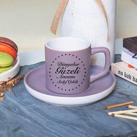 Resim Mor Renk Güzel Annem İsimli Kahve Fincanı 