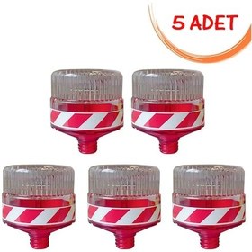 Resim Flaşörlü Uyarı Lambası Güneş Enerjili Ledli Flaşör Lamba Solar Flaşör Kırmızı Evelux 11817 Fl K 5 Adet 
