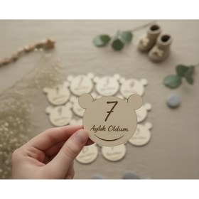 Resim ih ihra Ahşap Bebek Aylık Anı Plakları Bebek Anı Kartları Foto Çekim plakları 