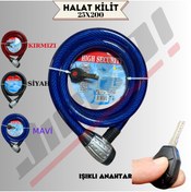 Resim Jiekai Motosiklet Halat Kilit 25 mm Kalınlık 2 Metre uzunluk tüm Motorlara uyumlu * MAVİ * 