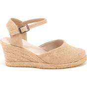 Resim Star Tombis Gerçek Elişi Topuğu Açık Bilekten Bantlı Dolgu Topuk Keten Hasır Espadril Handmade Hasır 