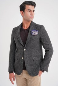 Resim Efor Slim Fit Mono Yaka Buklet Dokuma Pamuklu Nefti Blazer Ceket C 718 
