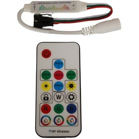 Resim Hazar Led SP104E Müzik Denetleyici WS2811-WS2812 Argb Pixel LED Kontrol Devresi 5-24V 17 Tuşlu Rf Kumanda 