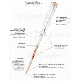 Resim Elektrik Kontrol Kalemi Düz Uçlu Uzun Boy 190 Mm 