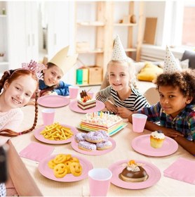 Resim Pastel Pembe Parti Tabak 8 Li 23 Cm Tek Kullanımlık Sunum Tabağı 