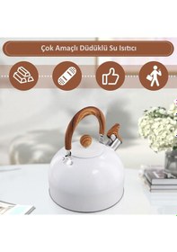 Resim Valkyrie 3l Düdüklü Kettle Su Isıtıcı Çaydanlık Paslanmaz Çelik Yüksek Islıklı Beyaz Beyaz 