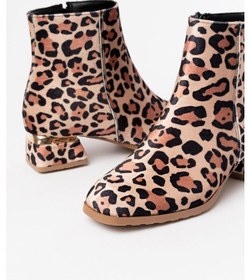Resim Rm-500 Leopar Topuklu Fermuarlı Günlük Kadın Bot Acı Kahverengi 