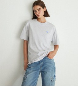 Resim Mavi Kadın Kısa Kollu Penye Ust Açık Gri Melanj 1612188-80196 Gri 