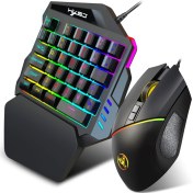 Resim Sones Hxsj V100 + A876 Mobil Oyun Tek Elle Kablolu Klavye + Fare Seti 