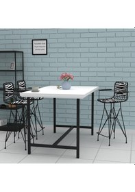 Resim Knsz orta boy tel bar sandalyesi 1 li mağrur syhbonar kolçaklı sırt minderli 65 cm oturma yüksekliği mutfak bahçe cafe ofis 