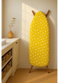 Resim Ütü Masası Kılıfı Keçeli Sarı Yıldızlı Desen Battal Boy Xxl Pamuklu Yanmaz Üretim Sarı 