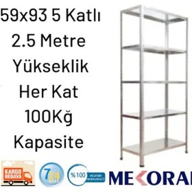 Resim Mekoraf 59X93 5 Katlı 2.5 Metre Yükseklik Raf Sistemi Gri 