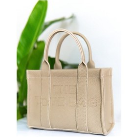 Resim Kadın Vizon Tote Bag Deri Uzun Askılı Mini Çanta Ve Omuz Çantası Vizon 
