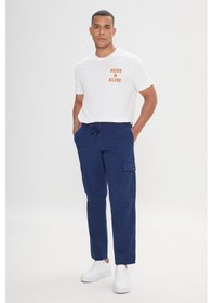 Resim AC&Co / Altınyıldız Classics Erkek Lacı Comfort Fit Rahat Kesim Pamuklu Esnek Yan Cepli Kargo Pantolon Lacivert 