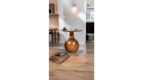 Resim Simillo Home & Living Wood Tekli Mantar Sehpa – Tik Ağacı Renk Ahşap Orta Sehpa & Dekoratif Fiskos 