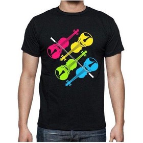 Resim Herşey Nota Renkli Keman Unisex Tshirt 001 