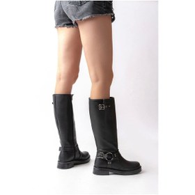 Resim 02-312 Siyah Toka Aksesuarlı Fermuarlı Günlük Kadın Çizme Çok Renkli 