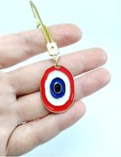 Resim biuti Kırmızı Metal Nazar Boncuğu Araba Dikiz Ayna Süsü Hediyelik Aksesuar Metalik İpli 