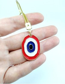 Resim biuti Kırmızı Metal Nazar Boncuğu Araba Dikiz Ayna Süsü Hediyelik Aksesuar Metalik İpli 