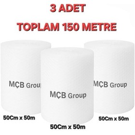 Resim 3 Adet 50cm X 50 Metre Balonlu Naylon Paketleme Ambalaj Koruma Patpat Naylonu 