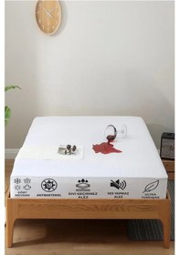 Resim Ozn Home %100 Pamuk Sivi Geçi Rmez Yatak Alezi Tek/çi Ft/battal Boy Koruyucu Çarşaf Alez Beyaz 