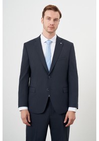 Resim Morven Erkek Lacivert Yünlü Platinium 4-drop Dynamic Fit Mono Yaka Takım Elbise Lacivert 