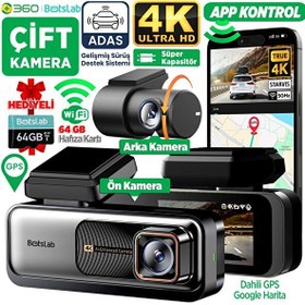 Resim Botslab 360+ G980H Pro ADAS Ön Kamera Gerçek 4K UHD Arka 2K QHD 170° Geniş Açı Lens Gece Görüşü Dahili Gps Modülü Akıllı Araç İçi Kamera Siyah 