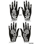 Resim Airbrush Tattoo Güllü Desenler 4'lü + El Kına Kına Kalıpları Sadece Kalıp Seti 2'li 
