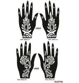 Resim Airbrush Tattoo Güllü Desenler 4'lü + El Kına Kına Kalıpları Sadece Kalıp Seti 2'li 