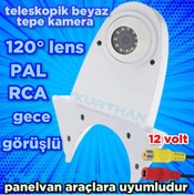 Resim Twogo GECE GÖRÜŞLÜ TELESKOP TİP ARAÇ GERİ GÖRÜŞ BEYAZ TEPE KAMERASI 12 VOLT 