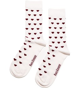 Resim Valentine Collection - Soket Çorap - Burgundy Hearts - Beyaz / 41-45 