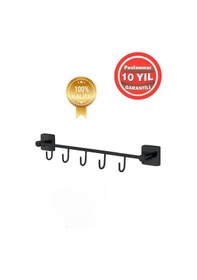 Resim Çelik Banyo Paslanmaz Pirinç Vizyon 5^li Set Askılık Havlu Askısı Siyah 