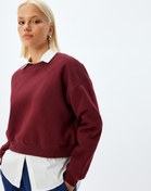Resim Üç İplik Şardonlu Bisiklet Yaka Pamuklu Basic Sweatshirt 