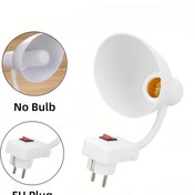 Resim 1 adet Esnek 360 Derece E27 Lamba Tutucu ile On/Off Anahtarı - Avrupa Fişi Ampul Soket Işık Adaptörü, Pil Gerektirmez, 220-240V ile Uyumlu, İç Mekan Aydınlatma Çözümü, Duvar Lamba Tutucu, Avrupa Fişi Uyumlu, Duvara Monte Adaptör, Kompakt Tasarım, Dayanıklı Yapı 