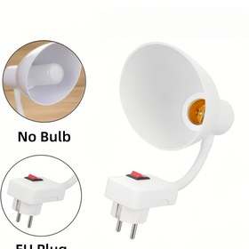 Resim 1 adet Esnek 360 Derece E27 Lamba Tutucu ile On/Off Anahtarı - Avrupa Fişi Ampul Soket Işık Adaptörü, Pil Gerektirmez, 220-240V ile Uyumlu, İç Mekan Aydınlatma Çözümü, Duvar Lamba Tutucu, Avrupa Fişi Uyumlu, Duvara Monte Adaptör, Kompakt Tasarım, Dayanıklı Yapı 