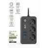 Resim Blic Ftr-02 Akım Korumalı 3Lü Grup Priz - 2500W, 20W PD USB-C ve 2x USB-A Hızlı Şarj, 2 Metre 