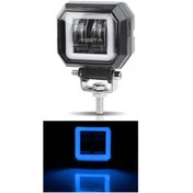 Resim TESTA Motosiklet Scooter ATV Uyumlu Sis Farı Metal Gövde Kare Angel Mavi 20 W 