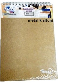 Resim Özkan Bloknot A5 100 Yaprak Kareli Tel Spiralli Sert Kapak Metalik Altuni 