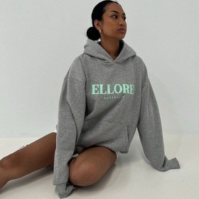 Resim Ellore Australia Sweatshirt - Gri Baskılı Oversize Kapüşonlu Gri 